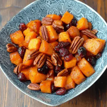 Roasted Butternut Squash with Cranberries and Pecans