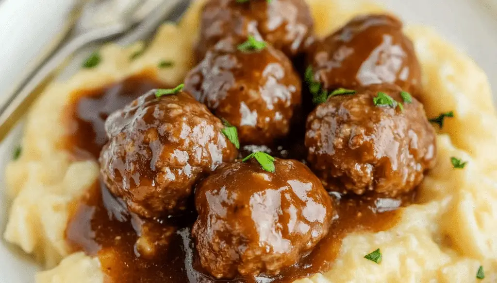 Slow Cooker Salisbury Steak Meatballs