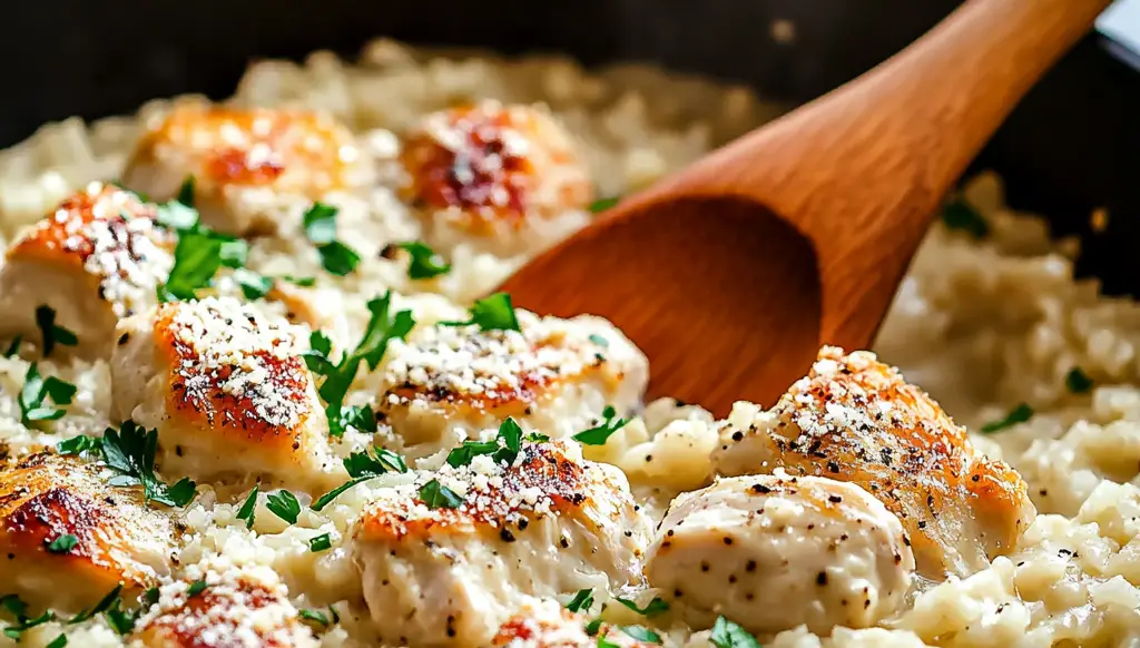 One-Pan Creamy Parmesan Chicken & Rice [40 Minutes]